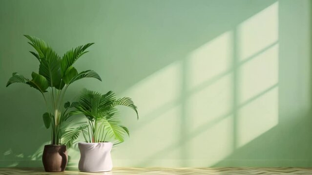 video empty space and two potted ornamental plants
