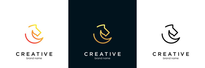 horse head logo design. linear style luxury icon template