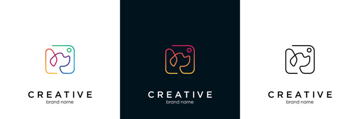 Dog Paw Camera Logo Template Vector Design