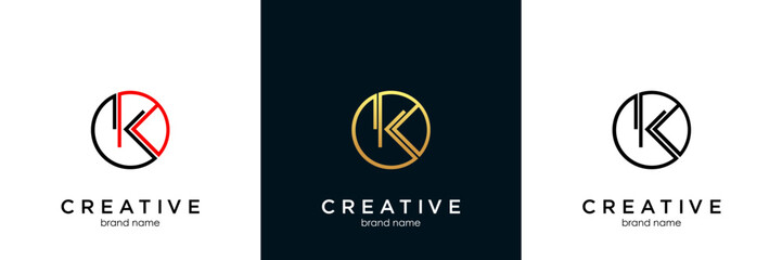 Letter K logo icon line design template elements