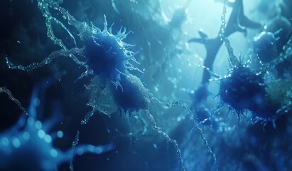microscopic blue dark tone bacteria