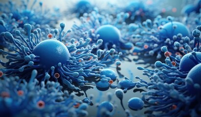 microscopic blue tone bacteria