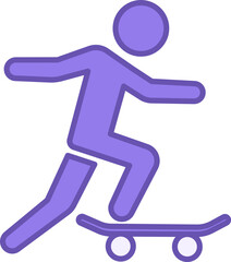 Colored Skateboard Icon. Vector Icon of Man Riding a Skateboard. Skateboarder. Sports and Entertainment Concept