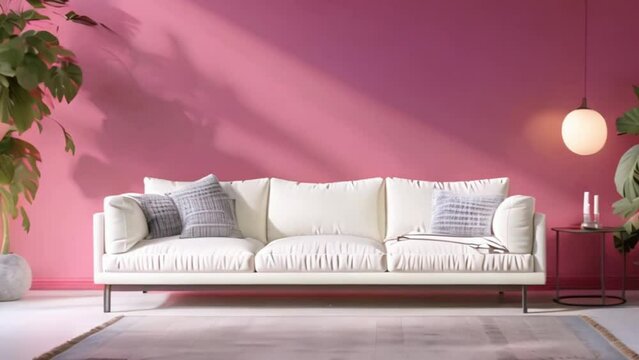 video living room with white sofa
