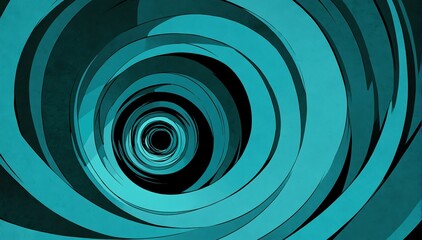abstract teal theme spiral retro pop art anime cartoon style background from Generative AI