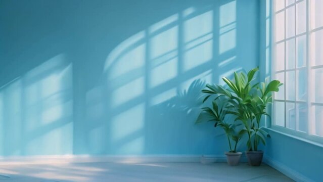 video empty room with glass windows