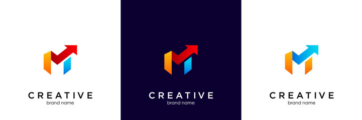 Letter M Arrow Logo vector illustration