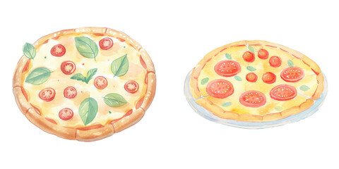 cute pizza watercolor vector illustration