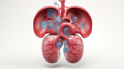 Anatomical model of the human body and organs. Part of a human body model with organ system. Medical education concept.