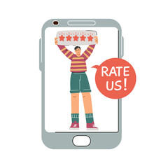Smartphone user review vector illustration
