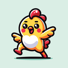 A cute cartoon chicken mascot dancing