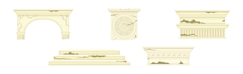 Naklejka premium Broken Marble Antique Pillar and Column Vector Set