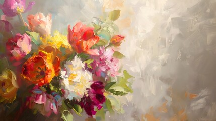 Vibrant Floral Bouquet with Impressionist Inspired Aesthetics and Brushstrokes