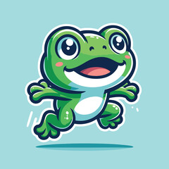 illustration of a cute frog jumping in a flat design style
