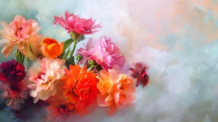 Vibrant Painterly Floral Still Life with Bold Blooms and Impressionist Aesthetic