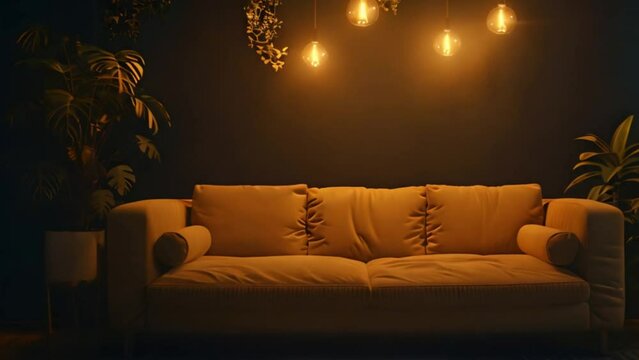 video brown sofa in an empty room