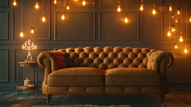 video brown sofa in an empty room