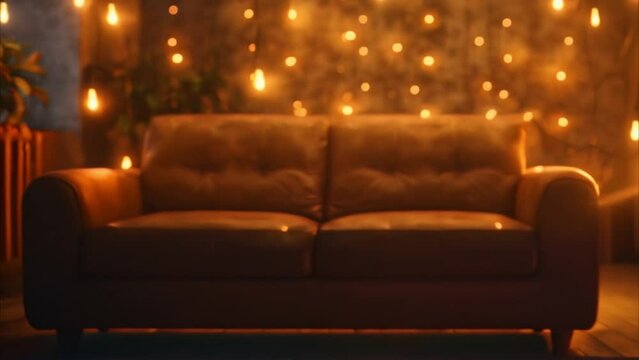 video brown sofa in an empty room