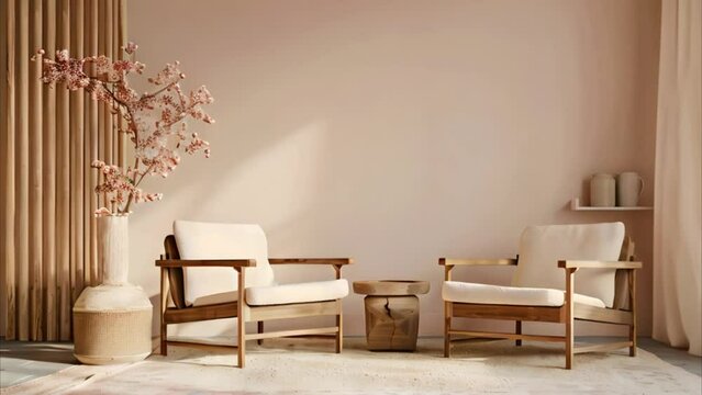 video wooden chairs in the brown living room