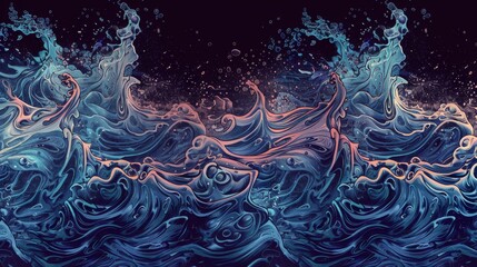 Ocean Waves Seascape Water Art Painting (and other variations) - obrazy, fototapety, plakaty