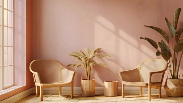 video wooden chairs in the brown living room