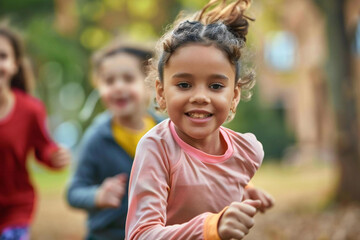 Group of Athletic Children Engaging in Wellness Activities