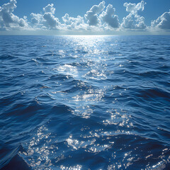 Exotic blue sea with sunny day with waves 