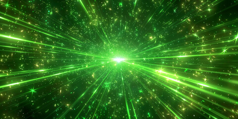 Green  light burst speed montion background, green Explode particles freeze  splash, gsuitable for futuristic, technology, or energy concept designs, banner, copy space,  - obrazy, fototapety, plakaty