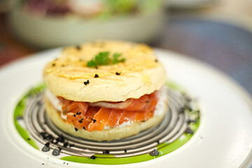 bagel with smoked salmon.