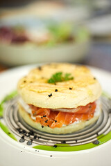 bagel with smoked salmon.