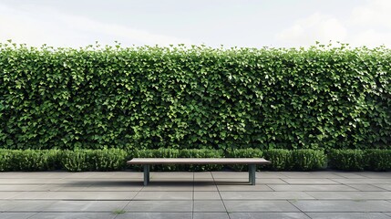 illustration of hedge and lounger with clear sky, design for poster banner background, 3d render