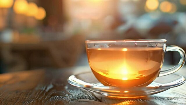 video warm tea in a glass