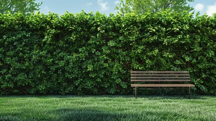 illustration of hedges and chairs in the backyard, design for poster banner background, 3d render