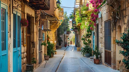 Behangcirkel Beautiful old street in Limassol Cyprus © Hassan