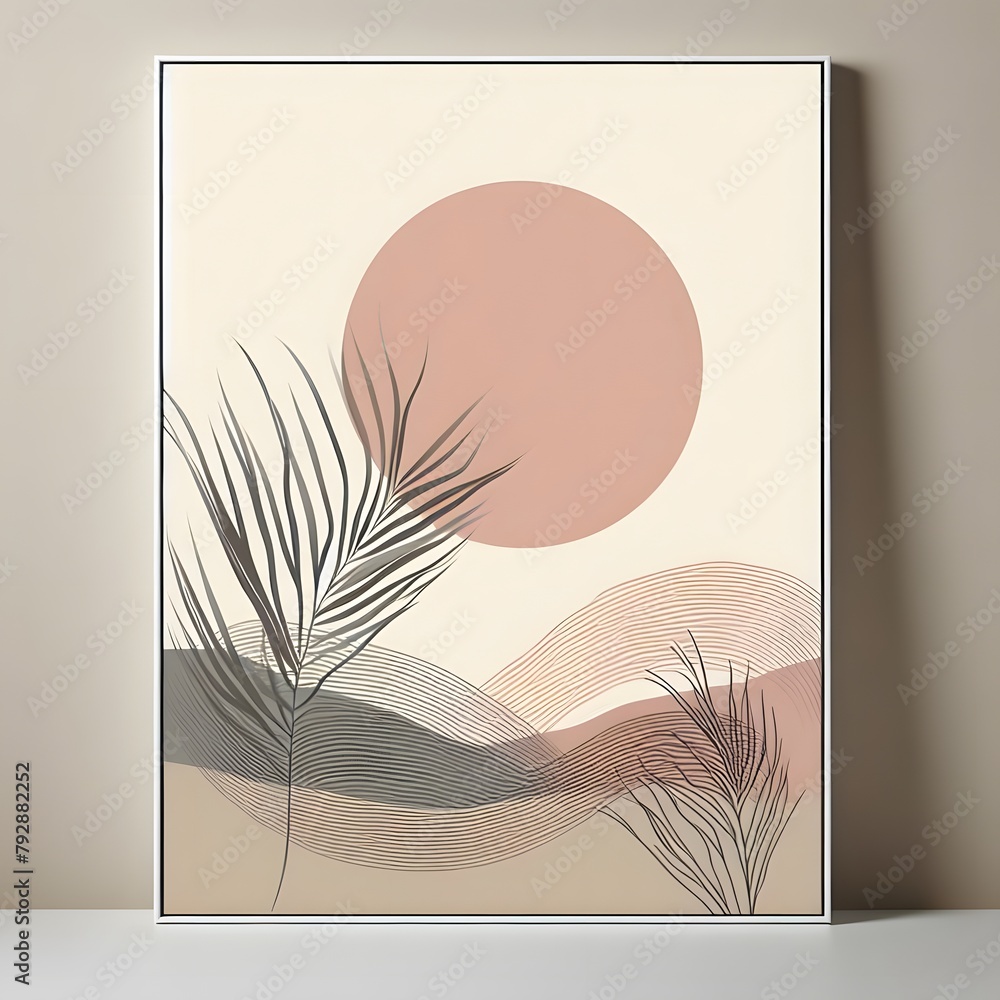Poster minimalistic abstract background. boho style. vector illustration generated by ai