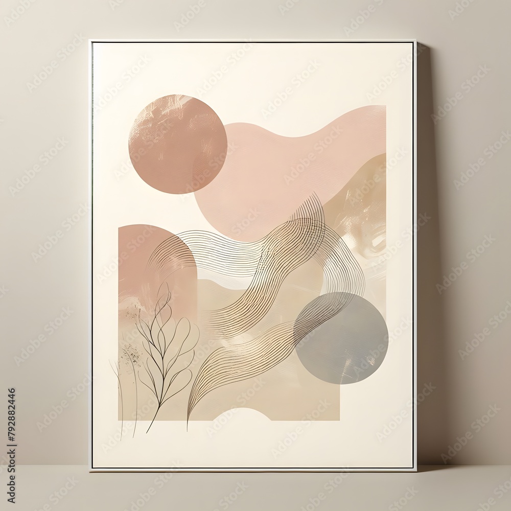 Poster minimalistic abstract background. boho style. vector illustration generated by ai