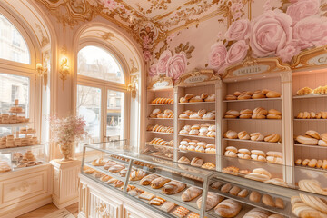 interior of a Parisian bakery  - obrazy, fototapety, plakaty