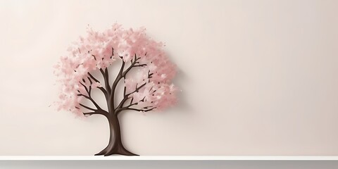 isolated on soft background with copy space papercut tree concept, illustration