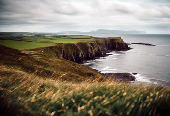 'Ireland Northern coastal sea causeway route View Background Water Sky Summer Travel Nature Grass...