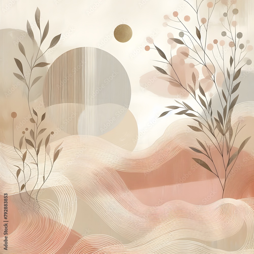 Poster minimalistic abstract background. boho style. vector illustration generated by ai
