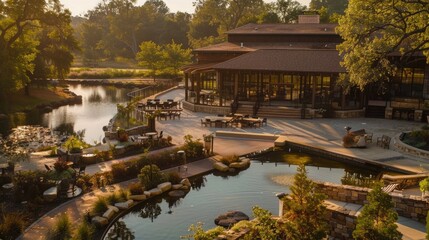 An upscale corporate retreat, set against a backdrop of scenic natural beauty, offering opportunities for team building, leadership development, and strategic planning in a relaxed and inspiring envir