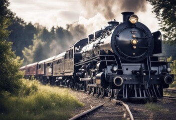 'illustration vintage locomotive steam retro antique vignetting drawing black isolated road train engine wagon transport railway railroad traveling tour travel trip journey'