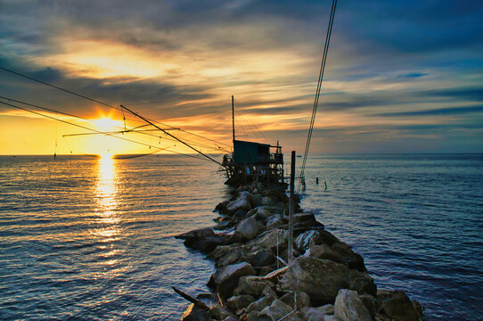 sunset on the sea,Trabucco Marina di Pisa