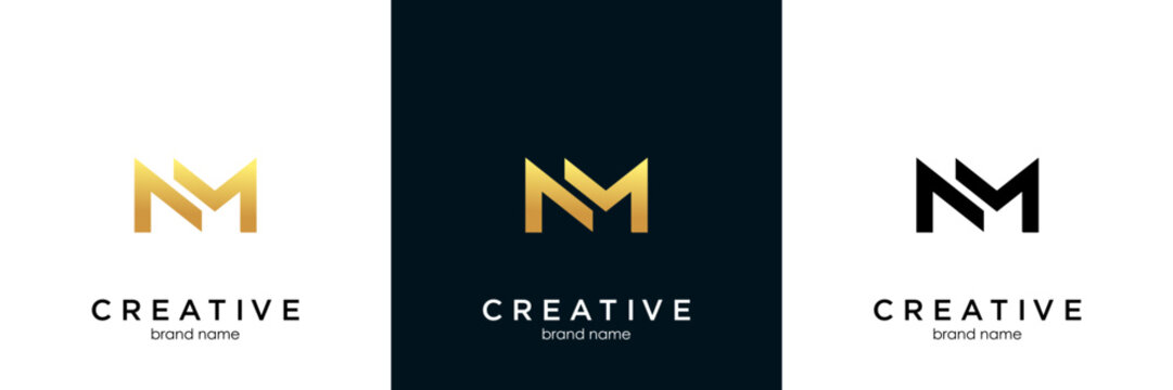 initial letter mn or nm logo design vector illustration template