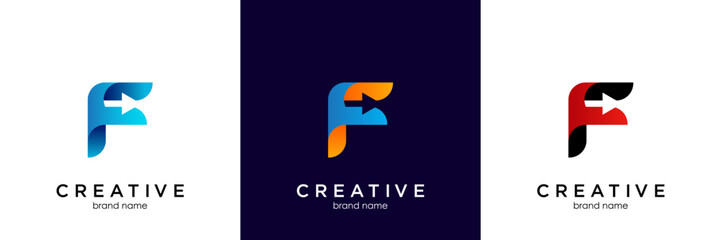f letter logo concept with arrow shape