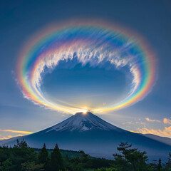  Mt. Fuji with a rainbow