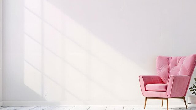 video pink armchair in white living room