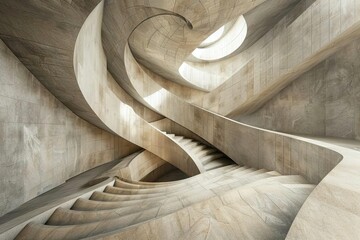 Graphic design of an Escherinspired staircase that loops infinitely, creating a visually intriguing and impossible architectural structure, perfect for thoughtprovoking art installations and puzzle ga - obrazy, fototapety, plakaty