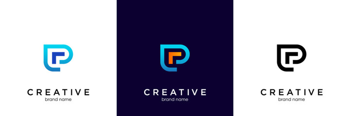 Fototapeta premium Business corporate letter P logo design vector. Colorful letter PD logo vector template. Letter P logo for technology.