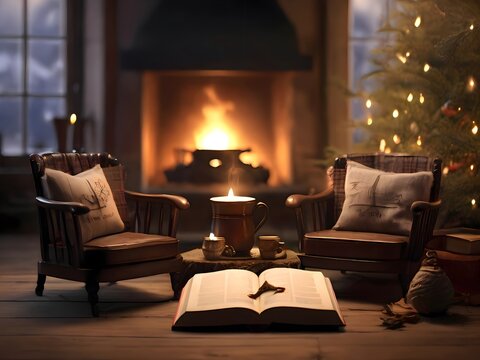 interior of living room with fireplace romantic time and place 